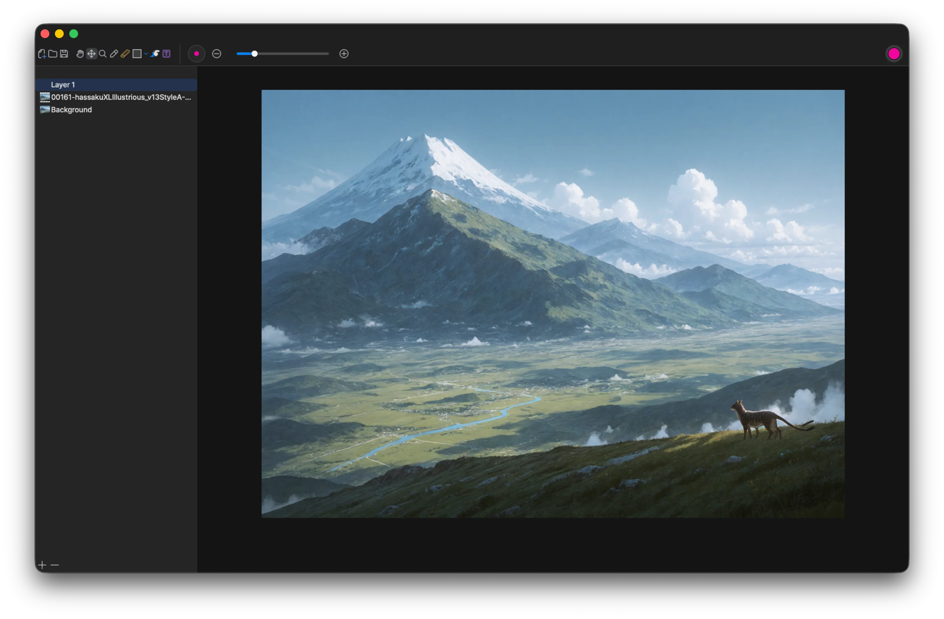 Vincent workspace with mountain artwork