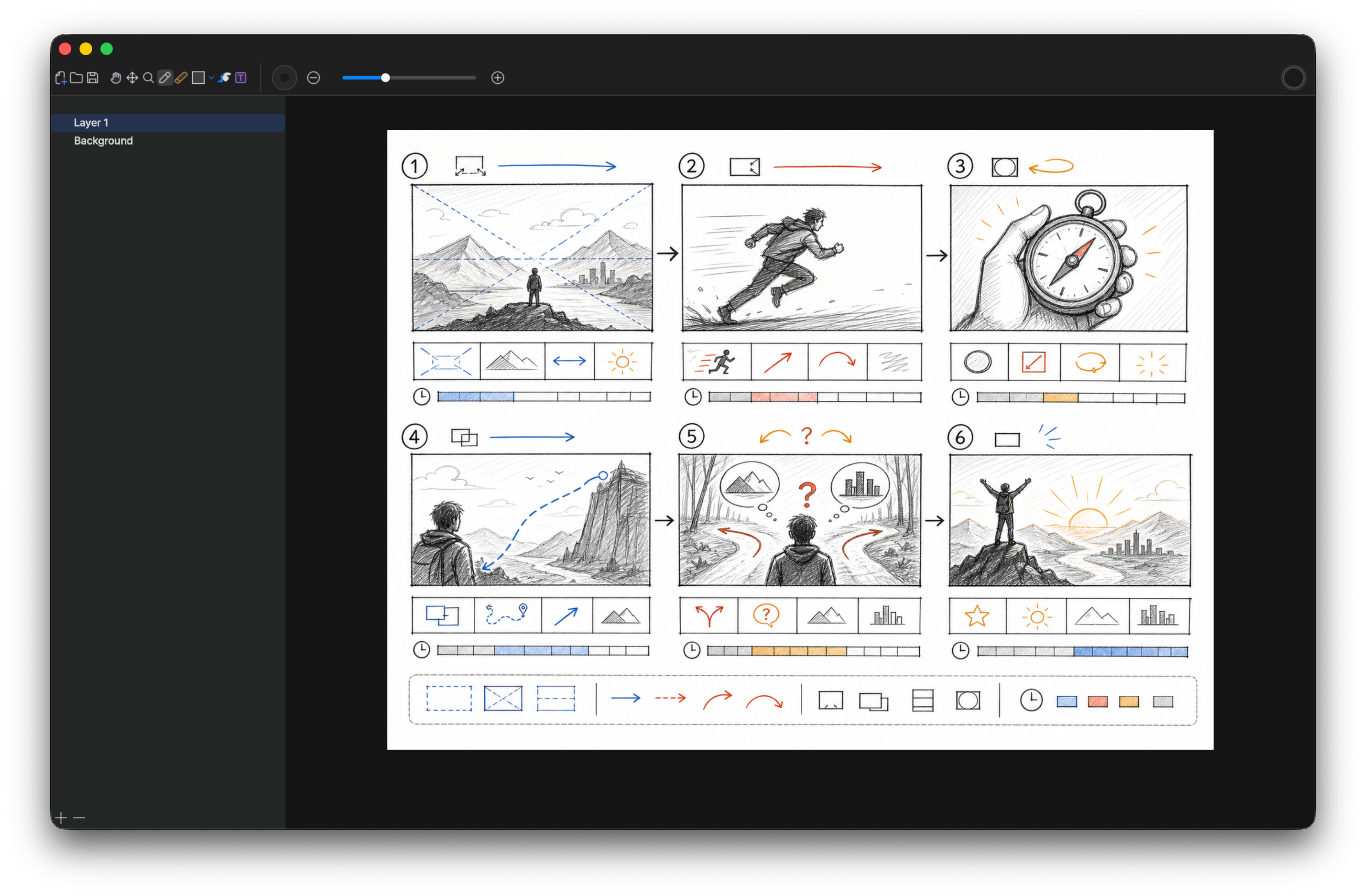Vincent storyboard-style canvas for explaining a sequence