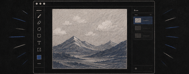 Hand-drawn Vincent canvas-first desktop app window