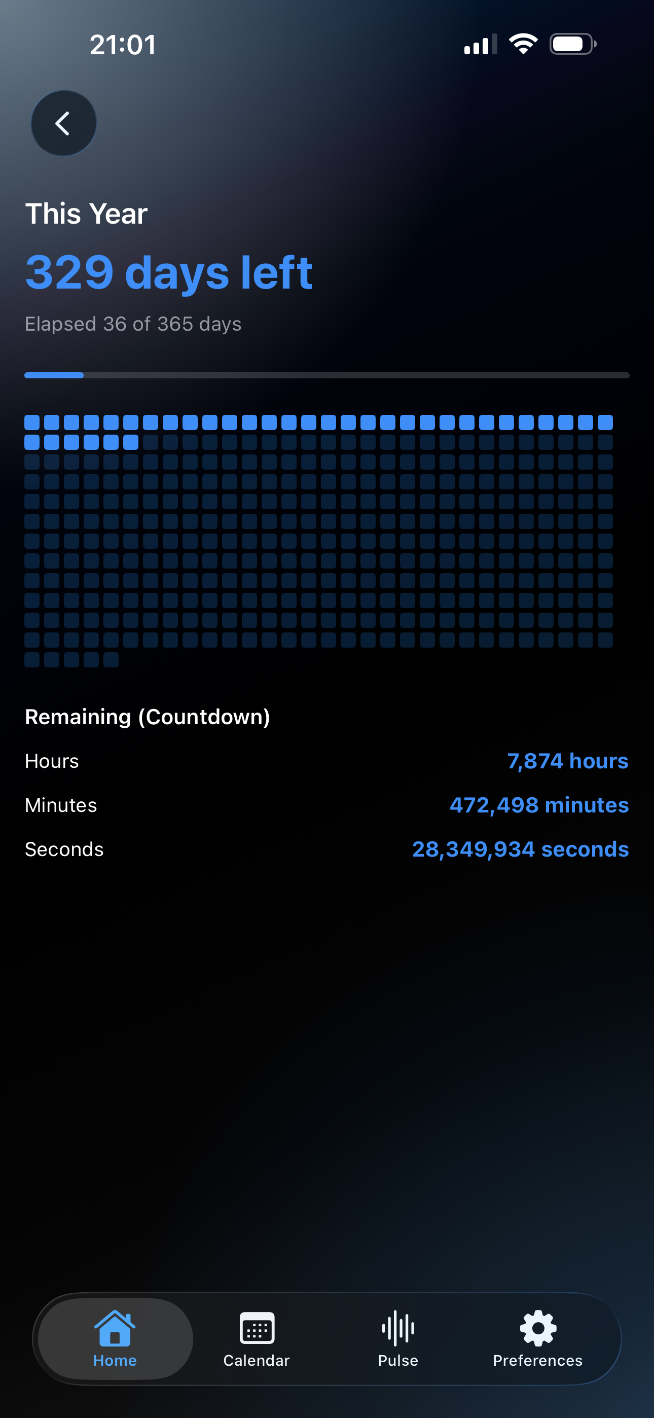Time Scopes event list screen